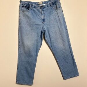LL Bean Comfort Waist Jeans Mens 42x32 Light Wash Blue Denim